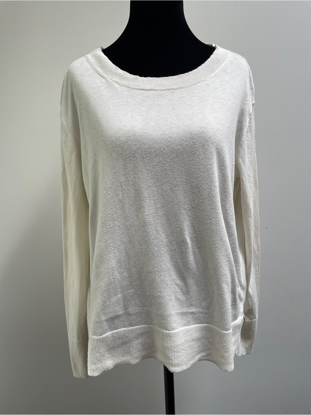 White + Warren Ivory Cotton Silk Blend Sweater Size S